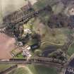 Oblique aerial view centred on the garden and country house, taken from the ENE.