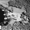 Oblique aerial photograph of Lochnaw Castle taken from the WNW, centred on the tower-house.