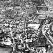 Aerial view showing Royal Mile running top to bottom of photograph, Pleasance to left and Princes Street to right