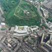 General oblique aerial view centred on the Omni Plaza with Calton Hill adjacent, taken from the ENE.