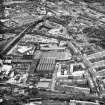 General aerial view showing Wheatfield Road, North British Distillery and Gorgie Road, Tynecastle Park Stadium