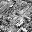 Aerial view showing High Street between North Bridge and Lawnmarket with St Giles' Cathedral on right and City Chambers on left