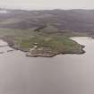 Hoy, Lyness, oblique aerial view, taken from the ENE, centred on the Royal Navy Oil Terminal. Visible in the top half of the photograph is Wee Fea Naval Signal Station.