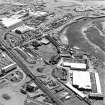 Aerial view of Irvine Harbour, the Scottish Maritime Museum (including the SV Carrick), the sawmill, Ayrshire Metal Products and Portland Road glass works, taken from the NNE.
