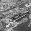 Greenock, James Watt Dock, oblique aerial view, taken from the ENE. Cappielow is visible in the left centre of the photograph.