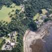 Oblique aerial view of the castle and visitors centre, taken from the NNE.