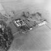 Oblique aerial view of Edzell Castle centred on the remains of the castle, taken from the S.