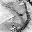Waulkmill, oblique aerial view, taken from the ESE, centred on the cropmarks of a fort.