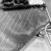 Woodhill House, oblique aerial view, taken from the NNW, showing cropmarks of rig and furrow cultivation.
