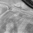 Newton, oblique aerial view, taken from the WNW, centred on the cropmarks of a pit-alignment. Ring-ditches and further cropmarks are visible in the bottom right-hand corner of the photograph.