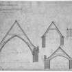 Photographic copy of plan, section and elevations of roof and gutters of Chapel of St Michael and all Angels, Ardgowan House