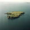 Oblique aerial view of Staffa, taken from the south west, general view.