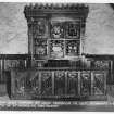 Aberdeen, Union Street, East Church of St Nicholas, interior
Photographic copy of sepia postcard of John Fendour's c1507 carved choir desk in St Mary's Chapel.
Insc: 'The Old Choir Desk, Carved By John Fendour In 1507, St Mary's Chapel, East Church Of St Nicholas, Aberdeen.'