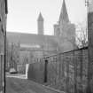 Church Lane with view of Brechin Cathedral and the Round Tower, Brechin