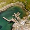 Vertical aerial view of Mallaig Harbour, Wester Ross, looking SE.