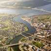 Aerial view of mouth of the River Ness, Inverness, looking N.