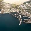 Near vertical aerial view of Cluny Harbour, Buckie, Moray, looking E.