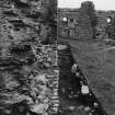 Excavation photograph - S wall main tower showing changed alignment