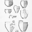 Drawings of pottery, stone & flint work