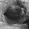 Excavation photograph.  F13 pot excavated. (Box section required as pot such a tight fit in original feature).