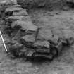 Excavation photograph : remains of east wall of gatehouse, from north.