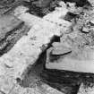 Excavation photograph : area T - view of 19th and 17th century walls, steps and outhouses.