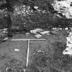 Excavation photograph: area X/H - E side of trench showing relationship to Charles II wall.