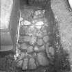 Yester, St Bathan's Chapel (Yester Chapel): Excavation photograph - Wall footings at the S end of Trench 4 - from S