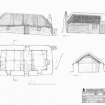Bornesketaig, No. 40. Beaton's Cottage: Plan, elevation, section A-A1 and section B-B1