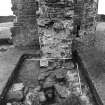 Newark Castle
Frame 18 - Trench C from south, showing barmkin wall F29 and intrusion F30/31/32
Frame 19 - Trench C with dovecote behind - from south