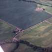 Aerial view of Strathcathro Roman Camp cropmark of SW and SE gates, Brechin, Angus, looking North.