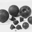 Carrick Castle Dumbartonshire small finds canno balls , coins ect