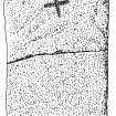 Scanned ink drawing of recumbent slab with incised cross, Fearnan