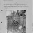 Photographs and research notes relating to graveyard monuments in Hamilton Churchyard, Lanarkshire. 

