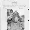 Photographs and research notes relating to graveyard monuments in Dirleton Churchyard, East Lothian. 

