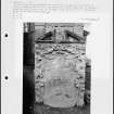 Photographs and research notes relating to graveyard monuments in East Saltoun Churchyard, East Lothian. 
