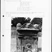 Photographs and research notes relating to graveyard monuments in Abercorn Churchyard, West Lothian. 
