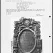 Photographs and research notes relating to graveyard monuments in Linlithgow Churchyard, West Lothian. 
