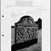 Photographs and research notes relating to graveyard monuments in Nether St Cyrus Churchyard, Kincardineshire.
