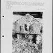 Photographs and research notes relating to graveyard monuments in Cameron Churchyard, Fife.  
