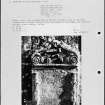 Photographs and research notes relating to graveyard monuments in Cameron Churchyard, Fife.  
