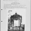 Photographs and research notes relating to graveyard monuments in Crail Churchyard, Fife.  

