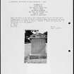 Photographs and research notes relating to graveyard monuments in Newburn Churchyard, Fife.  
