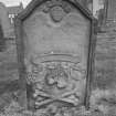 View of head stone in the churchyard of St Mary's Church, Lauder.