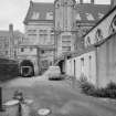 View from E of rear of building of Dumbarton Academy and Halls, Church Street, Dumbarton.   
