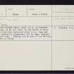 Switha, The Ool, ND39SE 5, Ordnance Survey index card, Recto