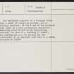 Tom Pitlac, NH91NW 4, Ordnance Survey index card, Verso