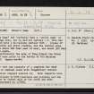 Bruce's Camp, NJ71NE 3, Ordnance Survey index card, page number 1, Recto