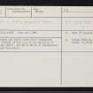 Castle Fraser Policies, John Bell's Stone, NJ71SW 5, Ordnance Survey index card, Recto