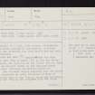 Udny Castle, NJ82NE 21, Ordnance Survey index card, page number 1, Recto